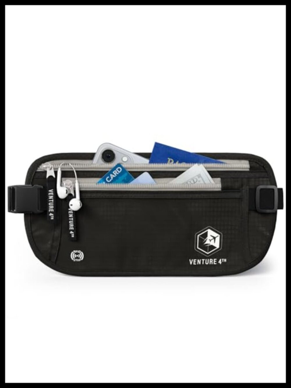 RFID Blocking Travel Money Belt Concealed Passport Holder Slim Anti-Theft